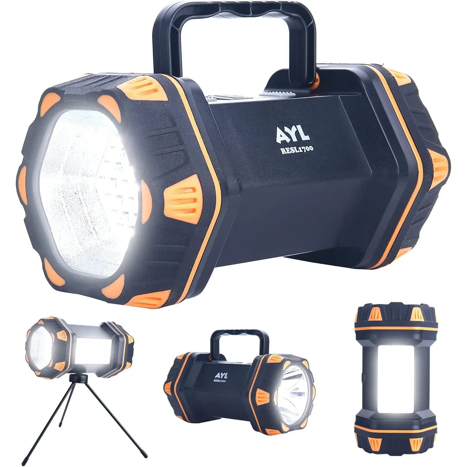 1000 Lumens LED Compact Outdoor Camping Lantern Flashlight - 8 Light Modes, 4800mAh Power Bank, Waterproof Emergency Light, USB Cable, Tabletop Mount Tripod, Batteries Included (for Hurricane, Power Outages), Outdoor Gadgets, Tripod Included