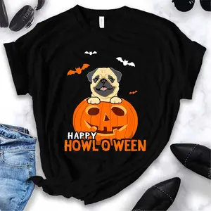 Cute Halloween Pug Dog Pumpkin Costumes Thanksgiving Design T-Shirt