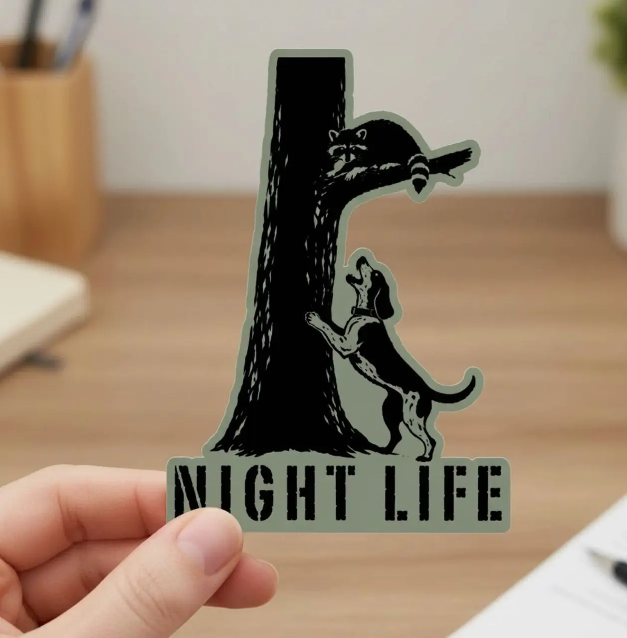 Night Life Coon Hunting Decals, Laptop Water Bottle Decal Sticker