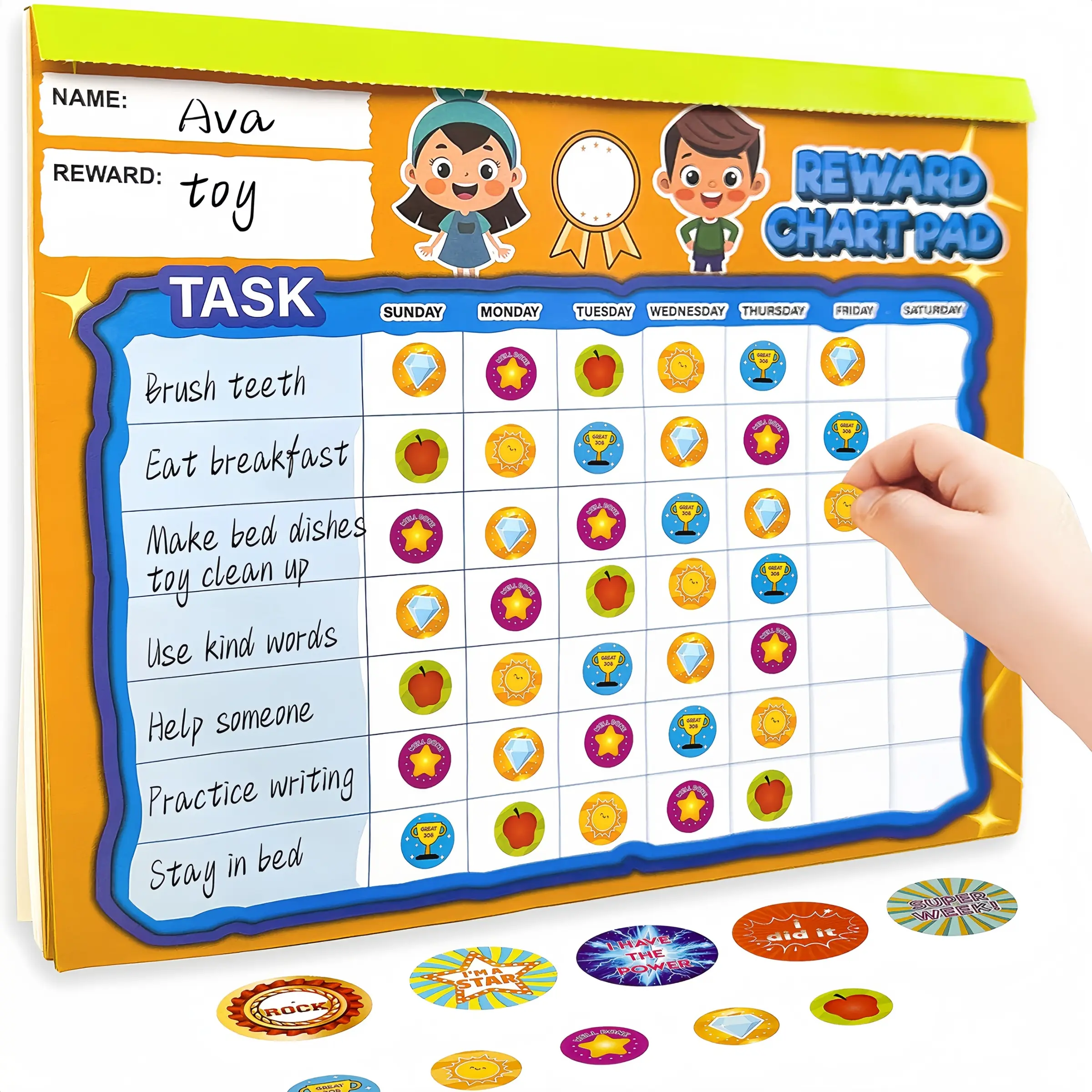 Magnetic Kids Behavior Reward Chart, Cartoon Sticker Pages, Refrigerator Magnet, Multiple Patterns, Classroom Supplies Charts, School Supplies, Perfect Gift for Children