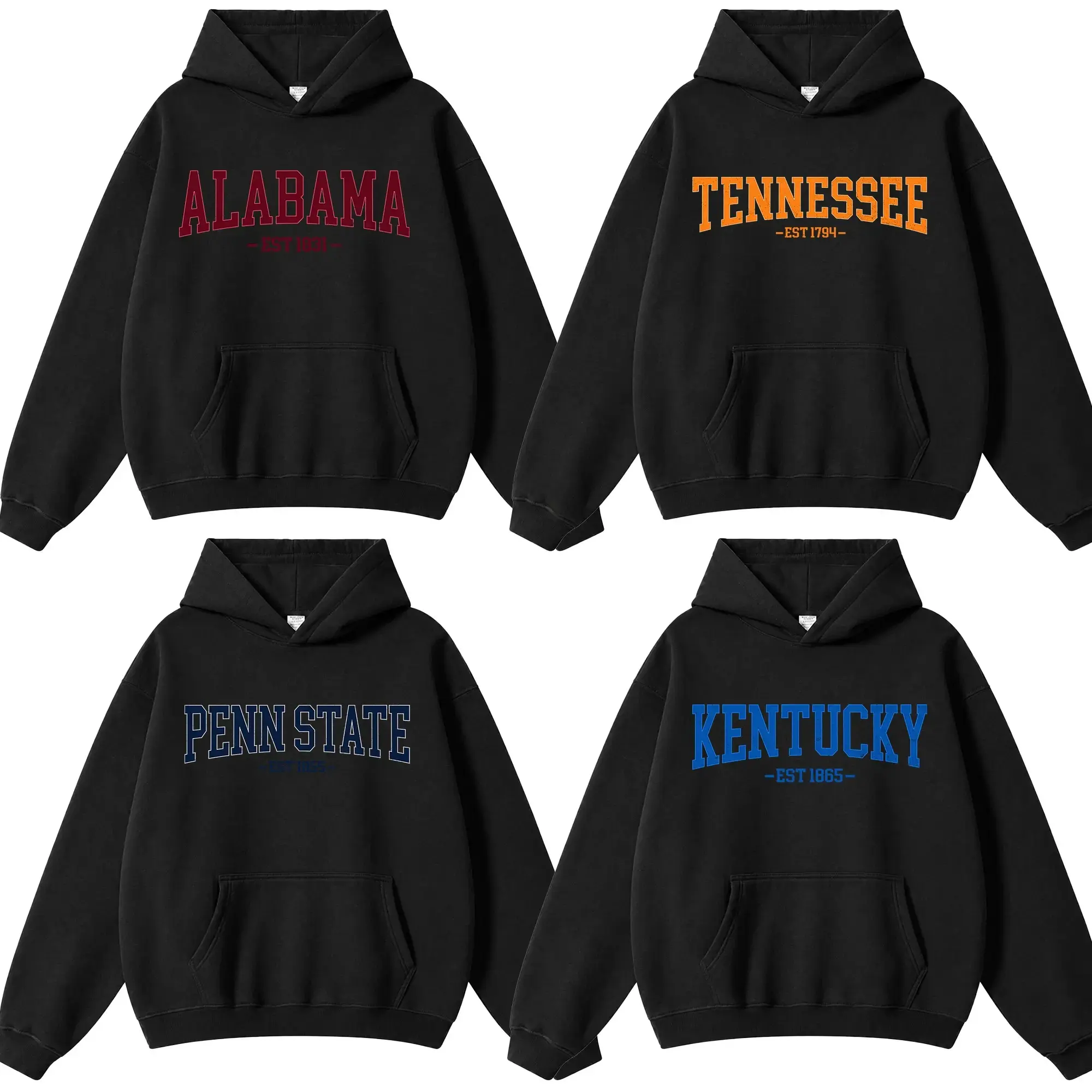 Vintage Varsity College Hoodie, Black Distressed Athletic Graphic Pullover, Unisex Fleece Sweatshirt, Retro Campus Style Apparel