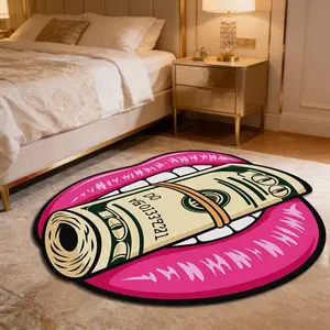 Modern Luxury Lips Gold Print Carpet Rug, Washable Easy Clean Plush Mat for Living Room Bedroom, Home Decor