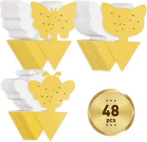 48 Pack Fruit Fly Traps Indoor & Outdoor | Yellow Sticky Bug Traps for Houseplants | Double-Sided Gnat, Mosquito & Flying Insect Killer