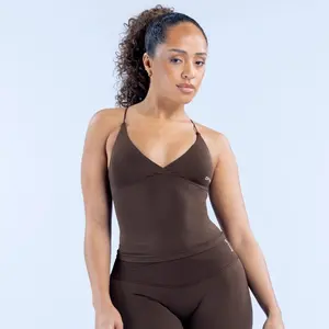 Df VISION Twist Front Longline Yoga Top| Medium Support Sports Bra with Adjustable Straps & Removable Pads for Women Workout Gym