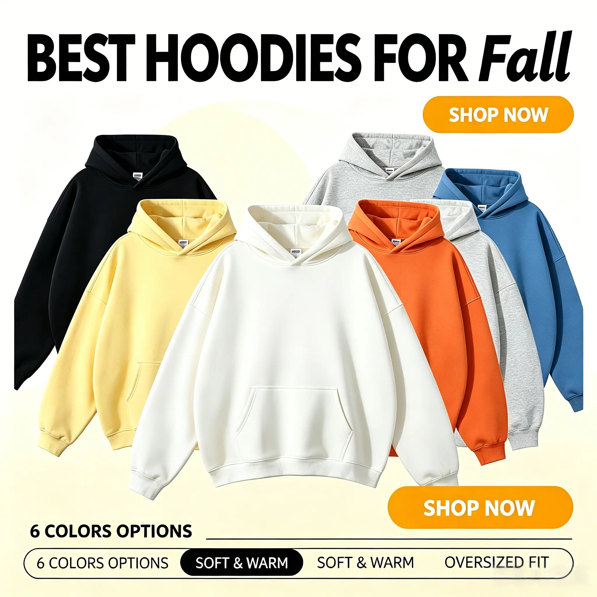 Raidyboer Fall/Winter Heavy Fleece Lined Hoodies for Men Women Oversized Casual Hooded Daily Commute Sweatshirt Basic Pullover With Pockets, Streetwear Hip Hop Style Menswear Long Sleeve Stylish Tops Beige