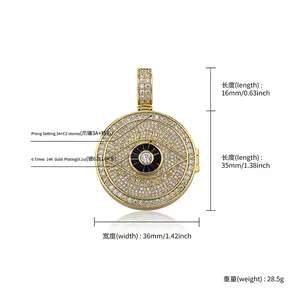 Hip-hop pendant, Eye of Providence commemorative photo frame, full zircon gemstone trendy necklace accessory