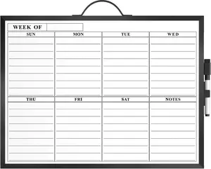 MaxGear Weekly Calendar Dry Erase Board for Wall, 16"x12" Double-Sided Magnetic Calendar White Board with Handle, Aluminum Alloy Frame Hanging Small Whiteboard for Office, Home, School