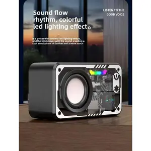 Hi-Fi 3D Sound Bluetooth Speaker with Transparent Mecha LED Light TF Card Support for Enhanced Audio Experience Immersive Sound & Visual Appeal