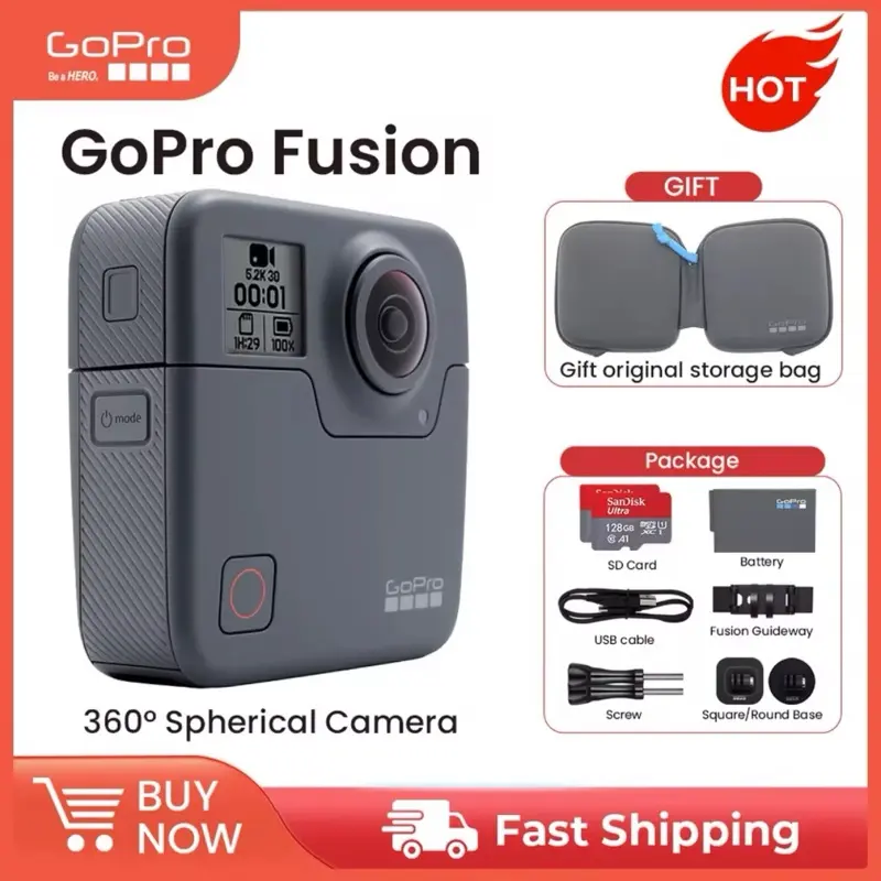 GoPro Fusion 360° Omnidirectional Shooting Professional Sports Camera 5.2K Intelligent HD GoPro Action Camera for Extreme Sports