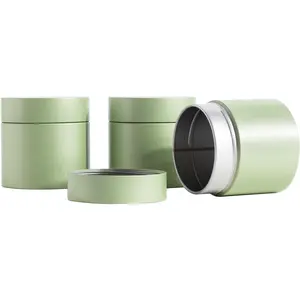 3 Packs  Tin Canister for Loose  Metal  Canister 9 oz 15 oz Round Tin Can for Coffee Beans  Container for Kitchen Storage Sugar Matcha   (Mint Green, S_2.95x2.95)