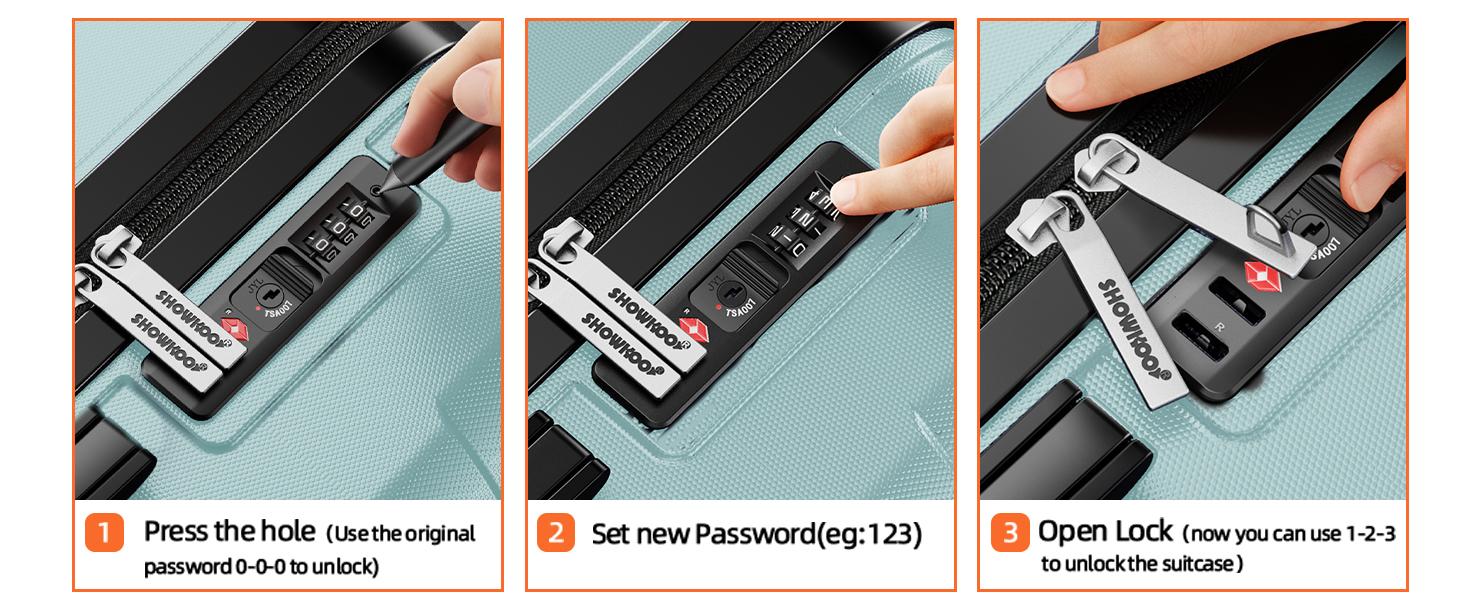 SHOWKOO Expandable Luggage Set 3-Piece Full PC Durable Hardshell Suitcase with Smooth Wheels TSA Lock (20/24/28in) Carry On Luggage Premium Gift for Back to School