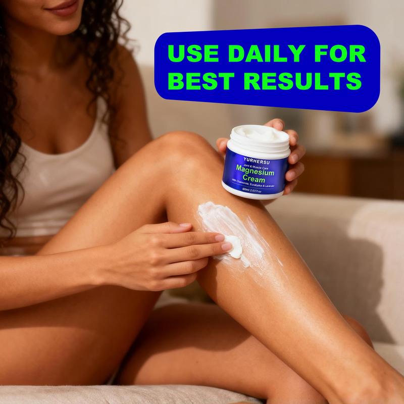 Nighttime Calming Magnesium Cream, Lavender & Grape Seed Oil, Deep Moisturizing Body Balm, Daily Massage & Hydration Care