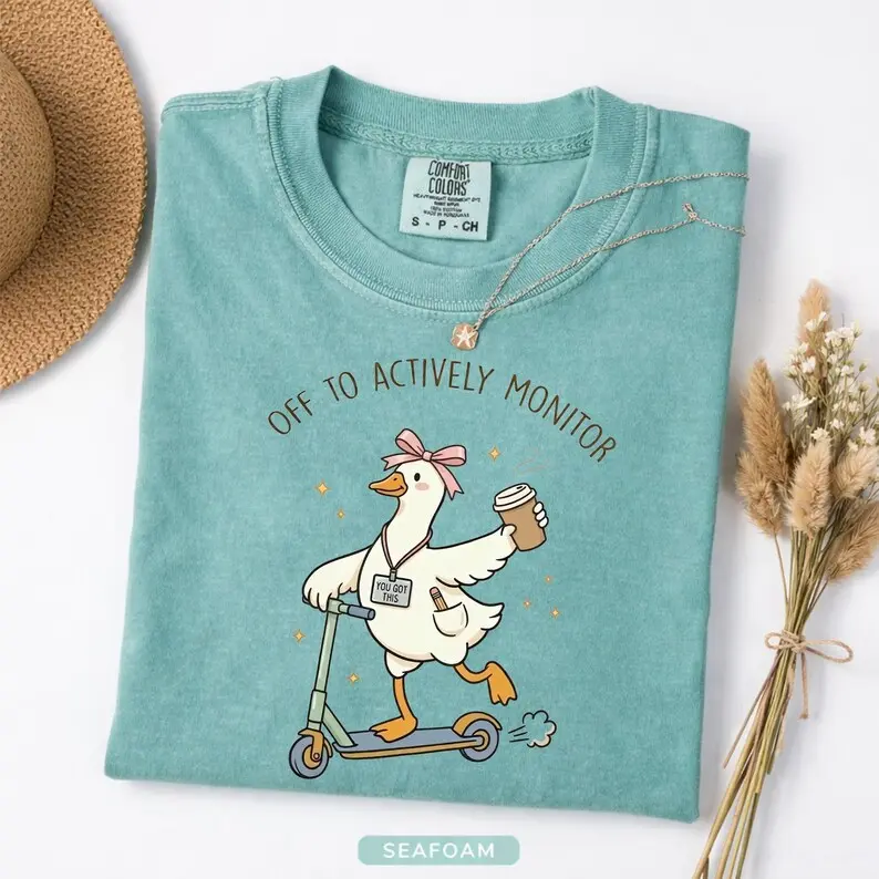 Comfort Colors Teacher Testing Goose Shirt, Off To Actively Monitor Tee, Funny Test Day Shirt, School Staff Gift, Back To School Teacher Graphic Tee
