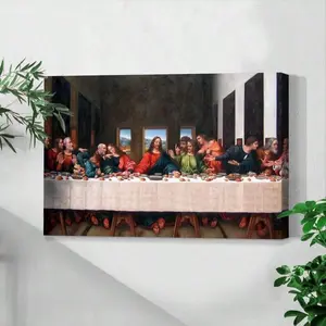 1Pc 2D Flat Printing The Last Supper, The Twelve Apostles, Classic Renaissance Style Canvas Wall Art For Living Room Wall Decor For Bedroom Bathroom Framed Wall Poster Art Prints Ready To Hang Pictures Home Decorations funny  prints