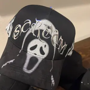 2026 Barbas Hats "Scream" Premium Streetwear Snapback – Black Adjustable Unisex Hat for Men & Women Featuring Gothic Letter Embroidery and Bold Graphic Design Inspired by Modern Urban Fashion