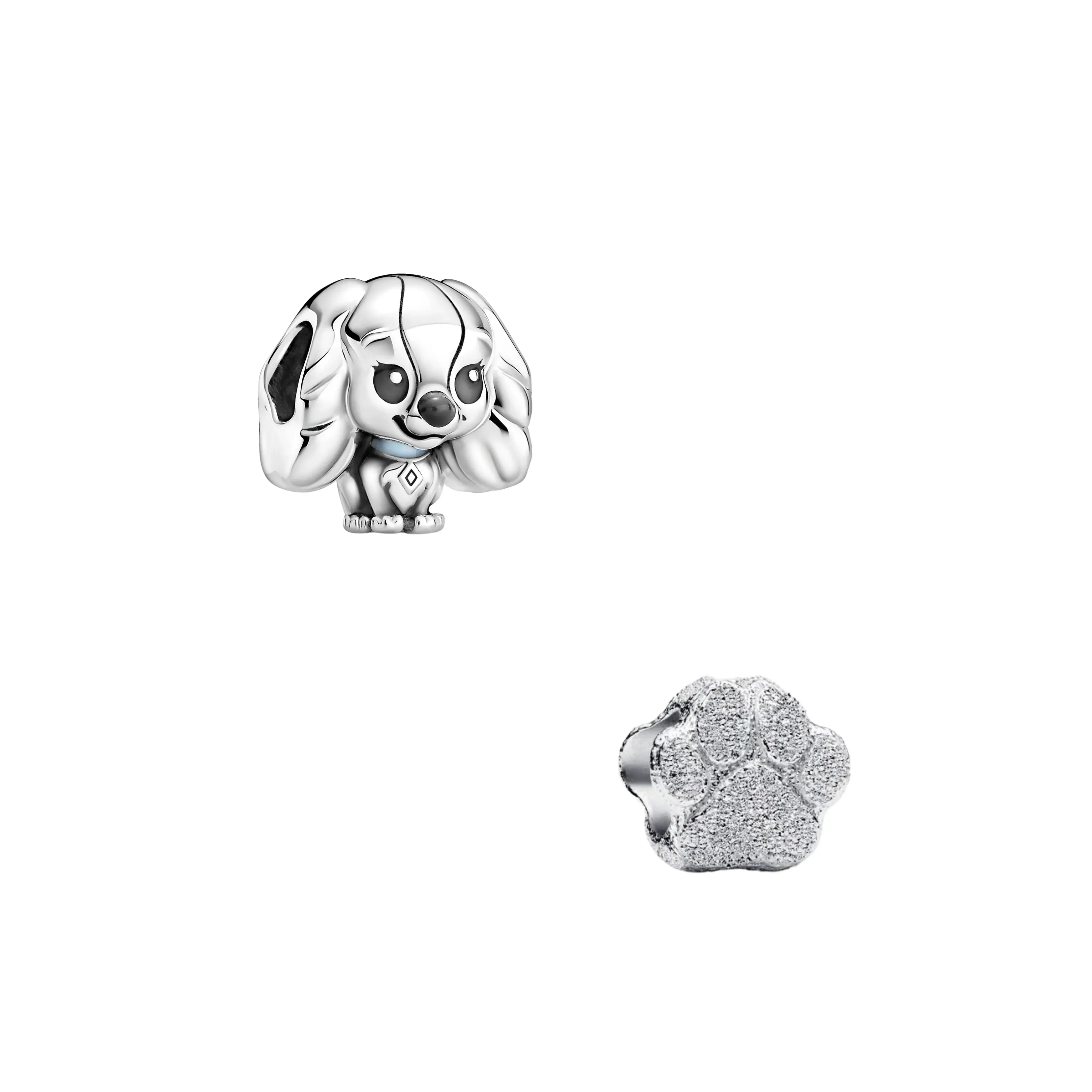 Charms Cute Puppy & Paw Print Charm Set – Sterling Silver Bead for Charm Bracelets