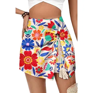 Dokotoo Skorts for Women Boho Casual Beach Mini Skirts Summer Floral Ruffle Chiffon Flowy Shorts 2026 Trendy Outfits