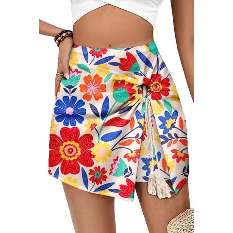 Dokotoo Skorts for Women Boho Casual Beach Mini Skirts Summer Floral Ruffle Chiffon Flowy Shorts 2026 Trendy Outfits
