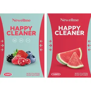 NEWELLME Happy Cleaner Super Greens Powder – Variety Pack (Watermelon & Berry), Sugar-Free Vegan Drink Mix with Chlorella & Spirulina, 28 Packets