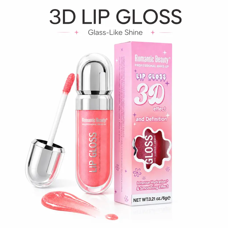 Romantic Beauty 3D Definition High Shine Lip Oil & Lip Gloss, Glass-Like Shine Plumping Hydrating Lip Tint for Women, Tinting Long Lasting, Intense Hydration Smoothing Non-Sticky Lip Makeup, Nourishing Daily Lip Cosmetics for All Lip Types, Halloween Gift