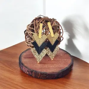 Handmade Black and Gold Miyuki Earrings – 24k Gold Plated Bronze, Lightweight Handmade Earrings, Bohemian  Seed Bead Earrings, Statement Earrings, Gift For Her.