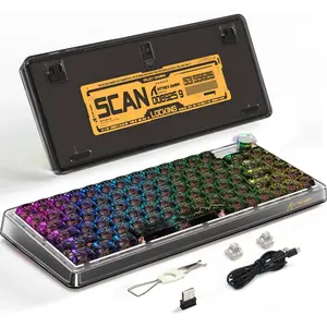 Ajazz K75PRO 75% Percent Keyboard, Gasket Hot Swappable Mechanical Keyboard,BT5.0/2.4GHz/USB-C Multimedia RGB Custom Keyboard,4000mAh Transparent Keyboard
