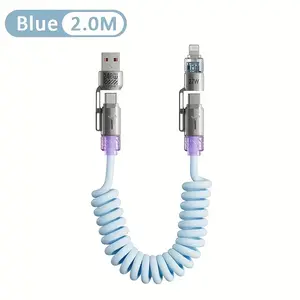 4-In-1 Spring Multi-Function Aromatherapy Data Cable, Fast Charging, Compatible with iPhone, Vivo, Oppo, Huawei, Durable Design
