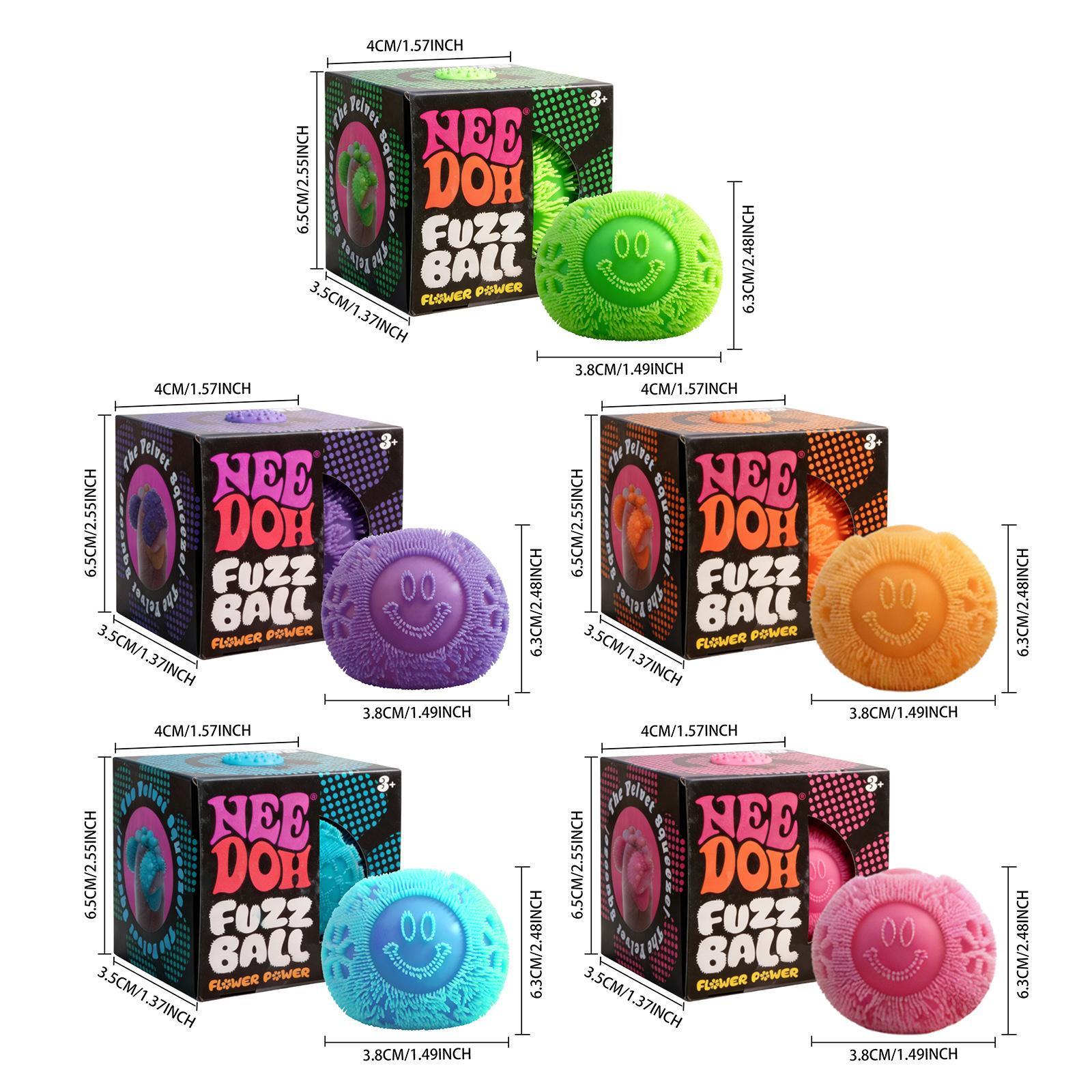 Nee Doh Fuzz Ball Squishy Stress Relief Toy | Soft Sensory Fidget Balls for Kids & Adults | Anxiety Relief, Focus, Party Favors, Birthday Gift