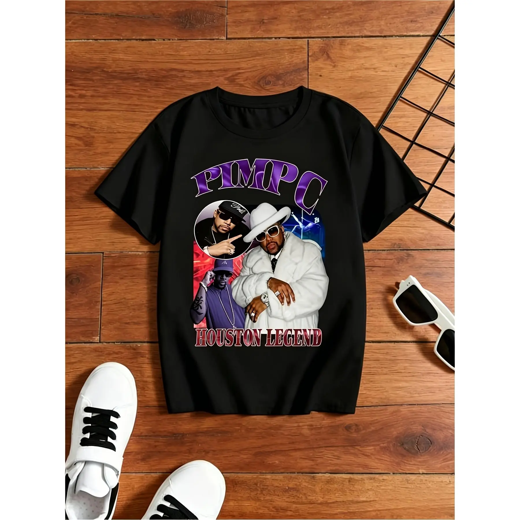 Women's & Men's UGK Hip Hop Rapper "Houston Legend" Unisex 100% Cotton Shortsleeve Graphic T-Shirt - Relaxed Fit, Classic Fabric, Soft Casual Streetwear Essential, Versatile All-Season - 220g, Outfits, Print