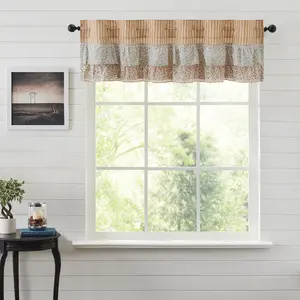 Kayley Ticking Gold Ruffled Valance