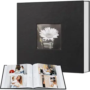 Photo Album 4x6 200 Photos with Writing Space, Leather Cover Album with Display Picture Window, Photo Book for Wedding Family Baby Gift