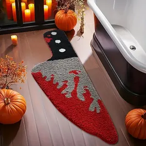Gothic Horror Movie Inspired Scream Knife, Non-Slip Rubber Base, Perfect for Halloween Decor & Daily Use, Decorative Rug