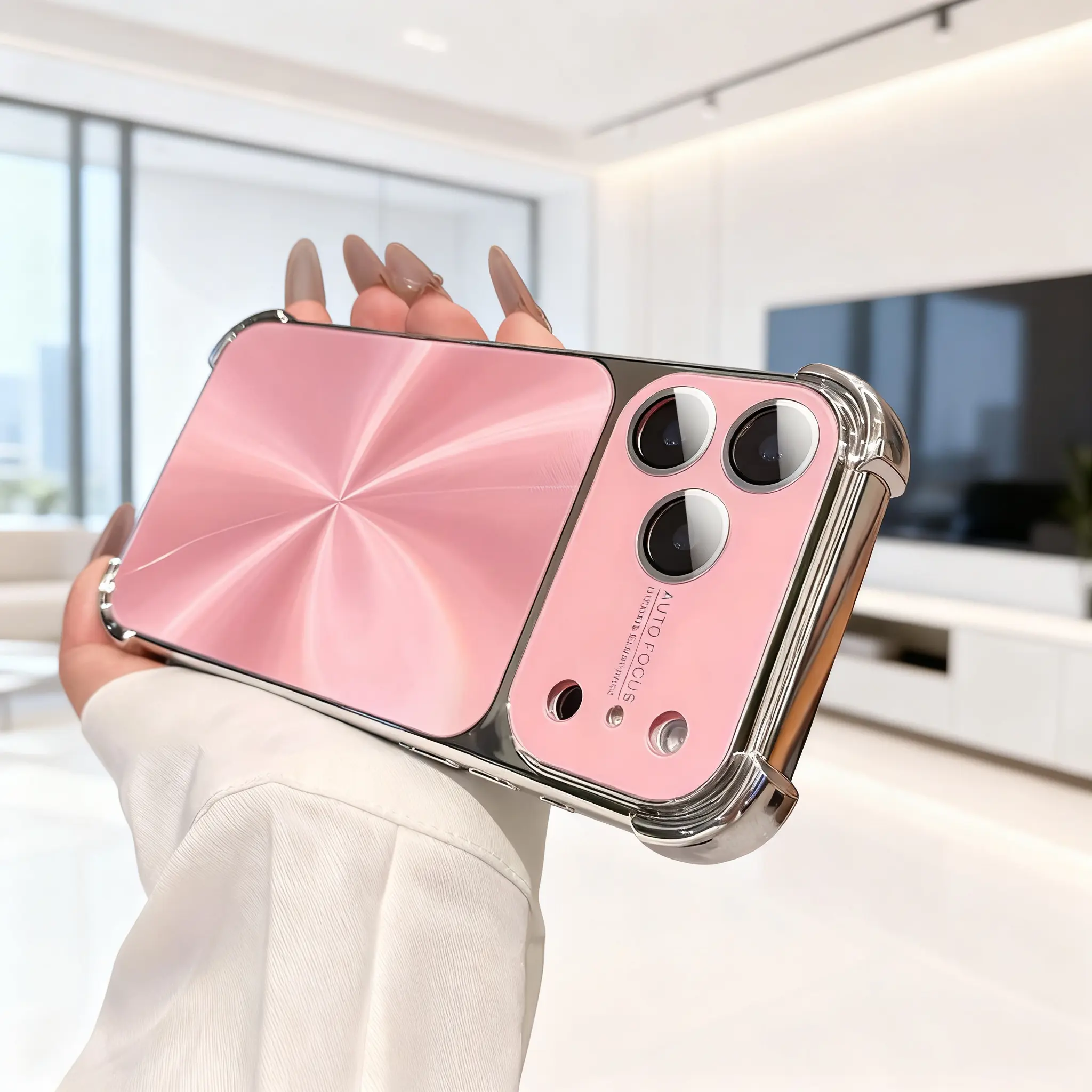 Luxury CD Texture Electroplated TPU+PC Phone Case for iPhone Series (17,16,15,14,13,12 Pro Max), Shockproof Magnetic Protective Cover, HD Camera Lens Protector, Cute Pink Aesthetic Girl Gift