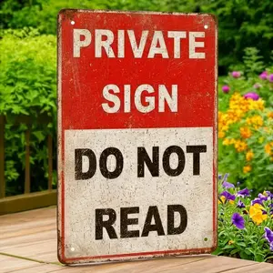 "Do Not Read" Funny Retro Vintage Iron Tin Metal Private Sign, 12x8 in Decorative Message Prints Aluminum Wall Art Plaque, Home & Man Cave Decor, 1pc Sarcastic Gift Idea Wooden Sign dopamine