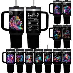 Zodiac-themed insulated mug, 1 Count customizable with name, 40 oz stainless steel double-walled vacuum insulated mug, unisex zodiac-themed gift, drinking vessel, insulated mug, vacuum insulated bottle, sports water bottle, bottled, portable, mug.