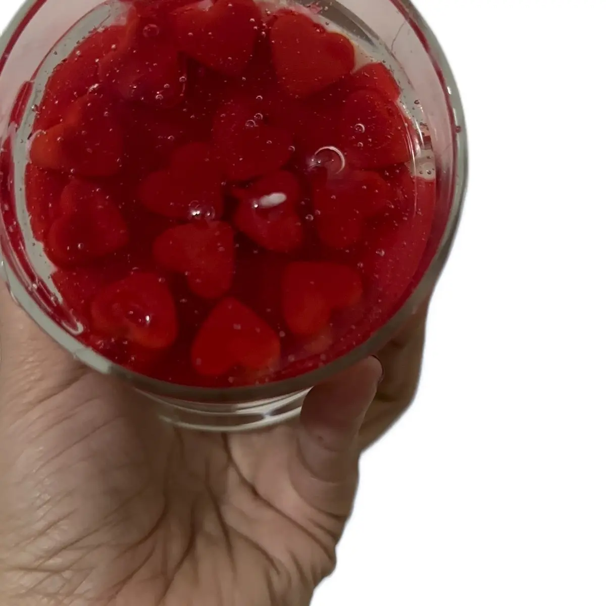 Soy candle with hearts and gel wax with apple escence