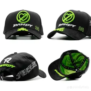 Dandy Hats X Fuerza Regida Black Baseball Cap with Green Heart Logo and Number 24 Adjustable Strap