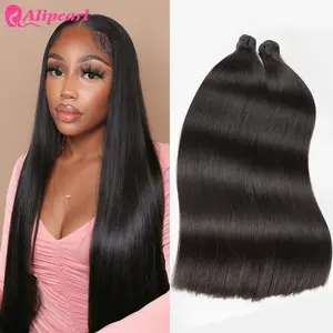 Alipearl  Straight 10A Human Hair Bundles Unprocessed Virgin Human Hair Natural Black Raw Bundles Brazilian Hair Extensions and Pieces