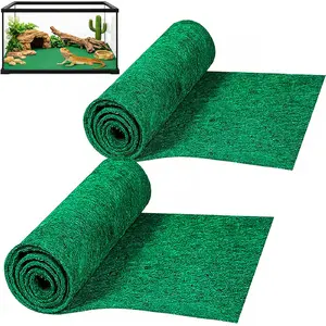 2 Pack Reptile Carpet, 39’’ x 20’’ Terrarium Bedding Substrate Liner Reptile Cage Mat Tank Accessories for Bearded Dragon Lizard Tortoise Leopard Gecko Snake (Green)