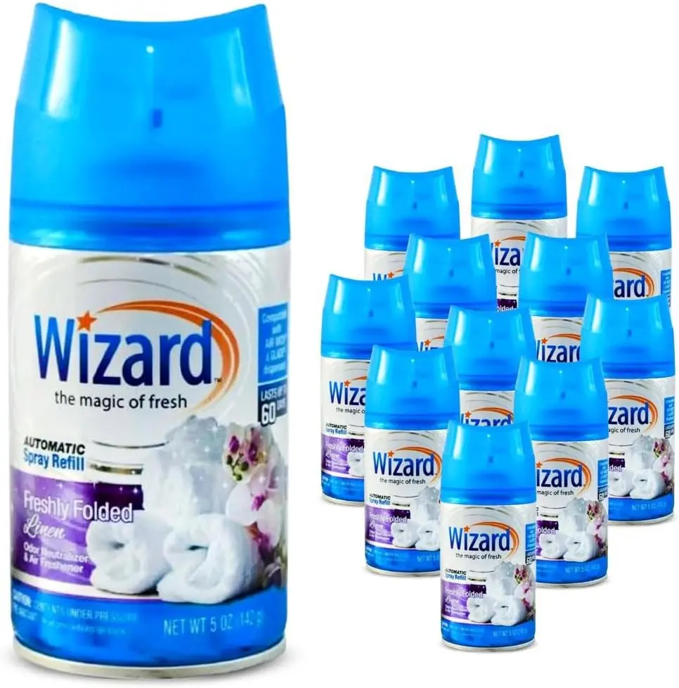 Wizard Automatic Spray Refills - Freshly Folded Linen Scent, 5oz (12-Pack) Home Fragrance Refills