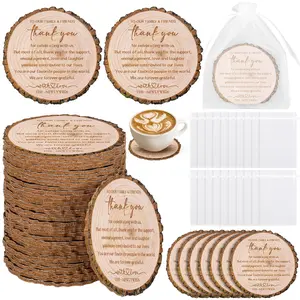 200pcs Wedding Favors Included 100 Tree Bark Cork Coasters And 100 White Organza Bags For Guests Cork Coasters Bulk Thank You For Celebrating With Us Party Decoration Wood Coaster Rustic Wedding Gift Bridal Shower Party Favors(Tree Bark)