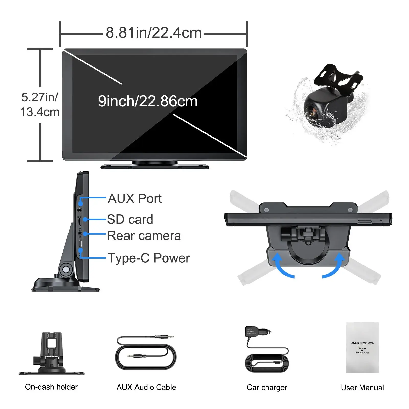 The 9 inch HD Portable carplay Screen