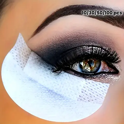 10/50/100pcs Disposable Self-Adhesive Eye Makeup Stickers, Non-Woven Eyeshadow & Eyeliner Anti-Leak Protector, Professional & Beginner Friendly