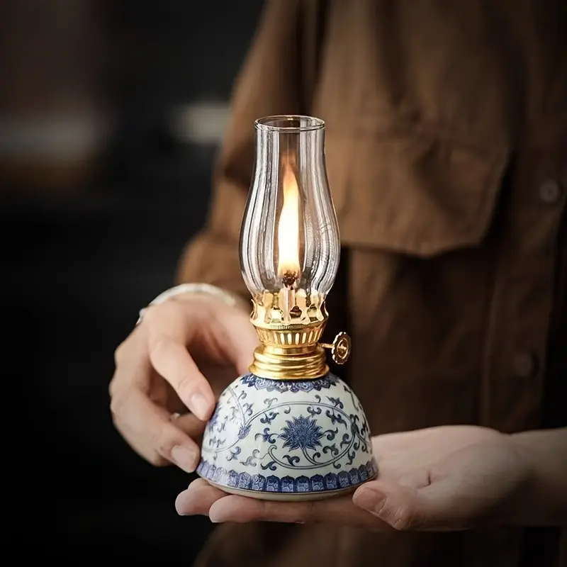 A And Porcelain Butter Lamp (Without Oil) Lamp Candlestick Ornaments, Offering Oil Lamps, Lampstands, Outdoor Camping Lamp Atmosphere Lights, Indoor Decorative Ornaments, Dining Table Decorative Lights, Emergency Lights