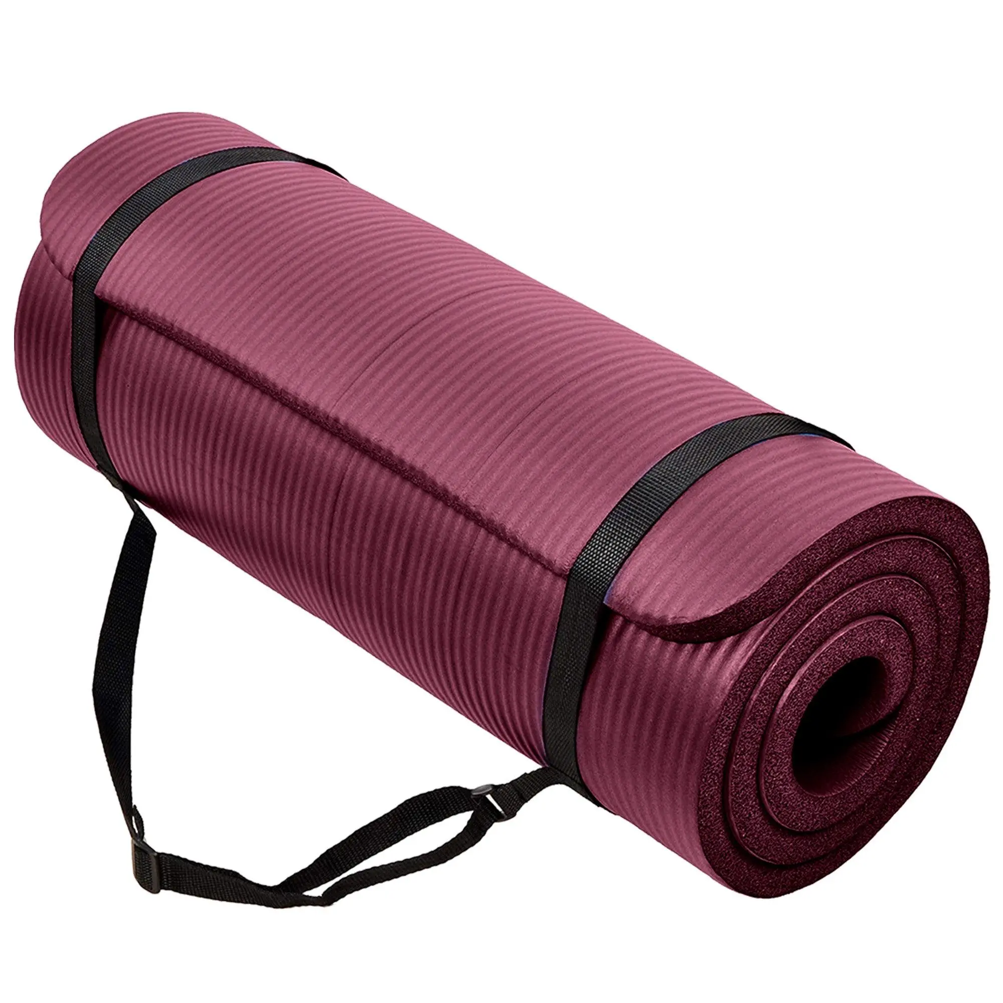BalanceFrom Yoga Mat, 1" Extra Thick Exercise Pilates Workout Mat, Deep Wine