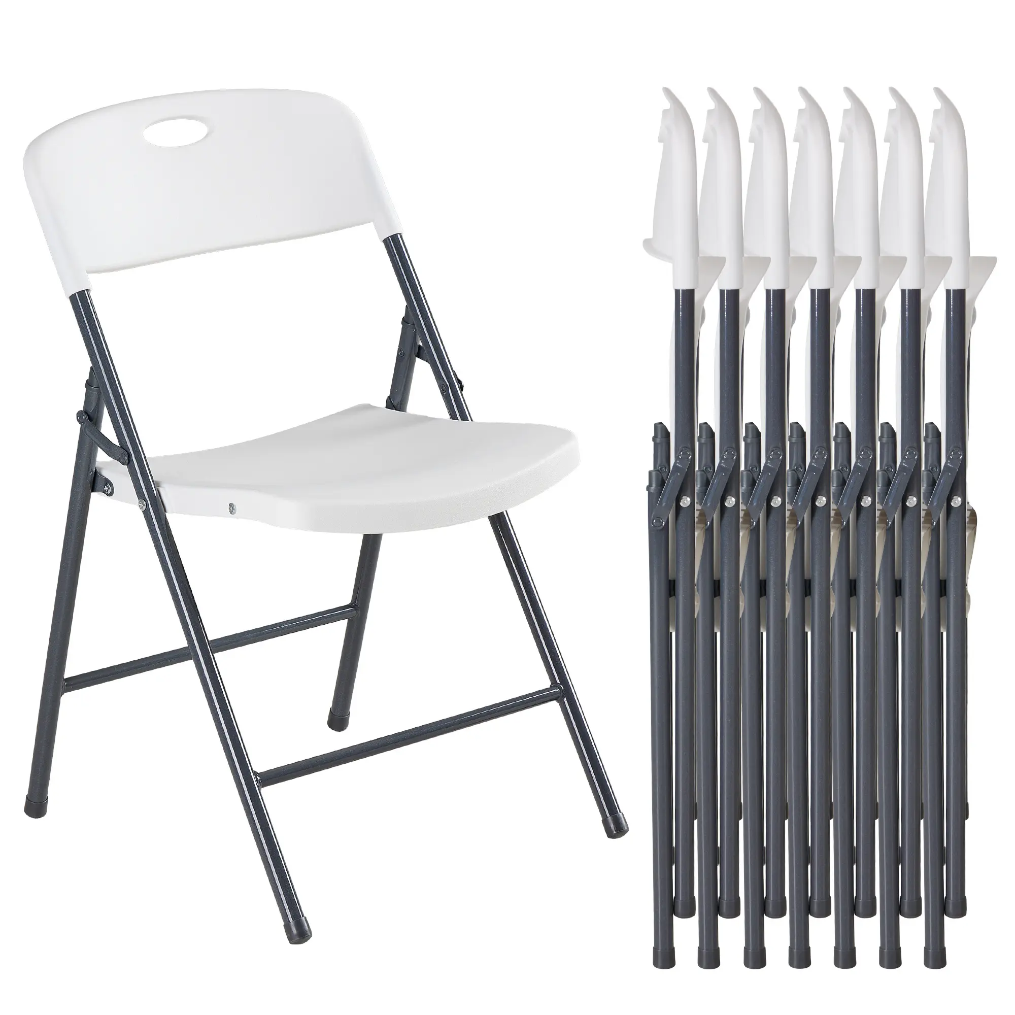 Folding Chairs with Ergonomic Back, Heavy Duty Plastic Stackable Portable Folding Chairs, Weight Capacity 330 Lbs, For Home, Office, Party, Wedding, Patio, Garden, Indoor Outdoor