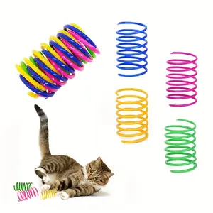 12-Piece Random Color Cat Spring Toys Set, Interactive Plastic Pet Chasing Toy, No Battery Required, Ideal for Cats & Kittens