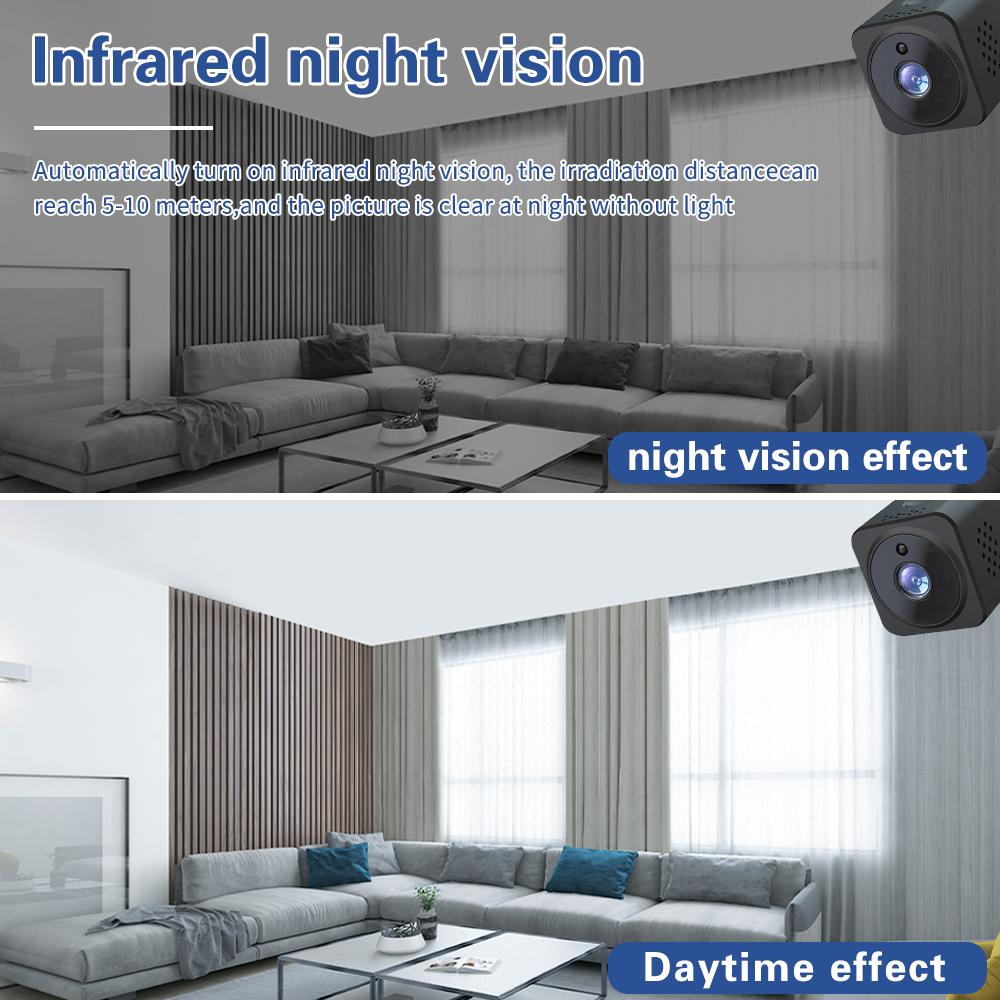 AS02 Mini Camera HD 1080P Portable Small Camcorder Micro Security Camera with Audio Video Night Vision Home Office Surveillance Cam Wireless Nanny Cam Compatible with iOS Android Phones WiFi Infrared