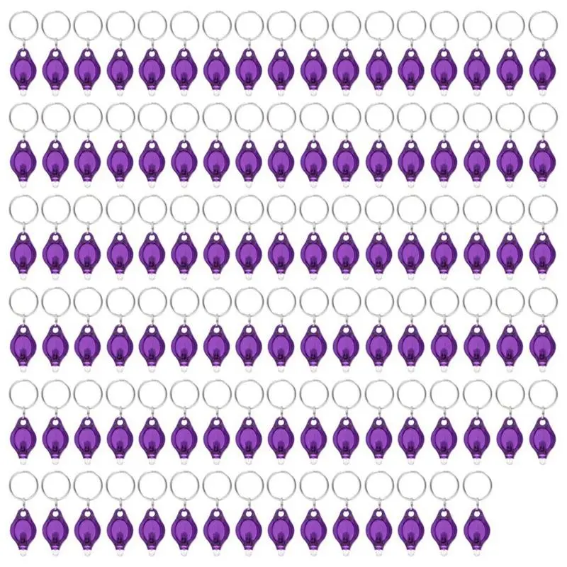 Pack of 100 LED Keychain Flashlight, 395Nm UV Keychain Flashlight, UV Light Flashlight Keychain,Purple