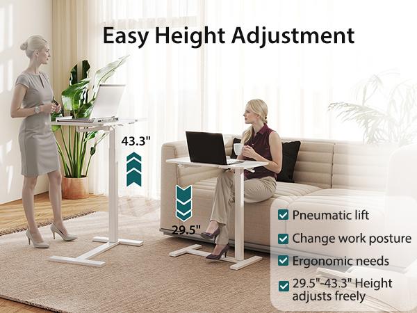 Sweetcrispy Lucky-Overbed Bedside Table with Wheels, Adjustable Hospital & Home Use Bed Table, Rolling Laptop Table, Mobile Standing Desk